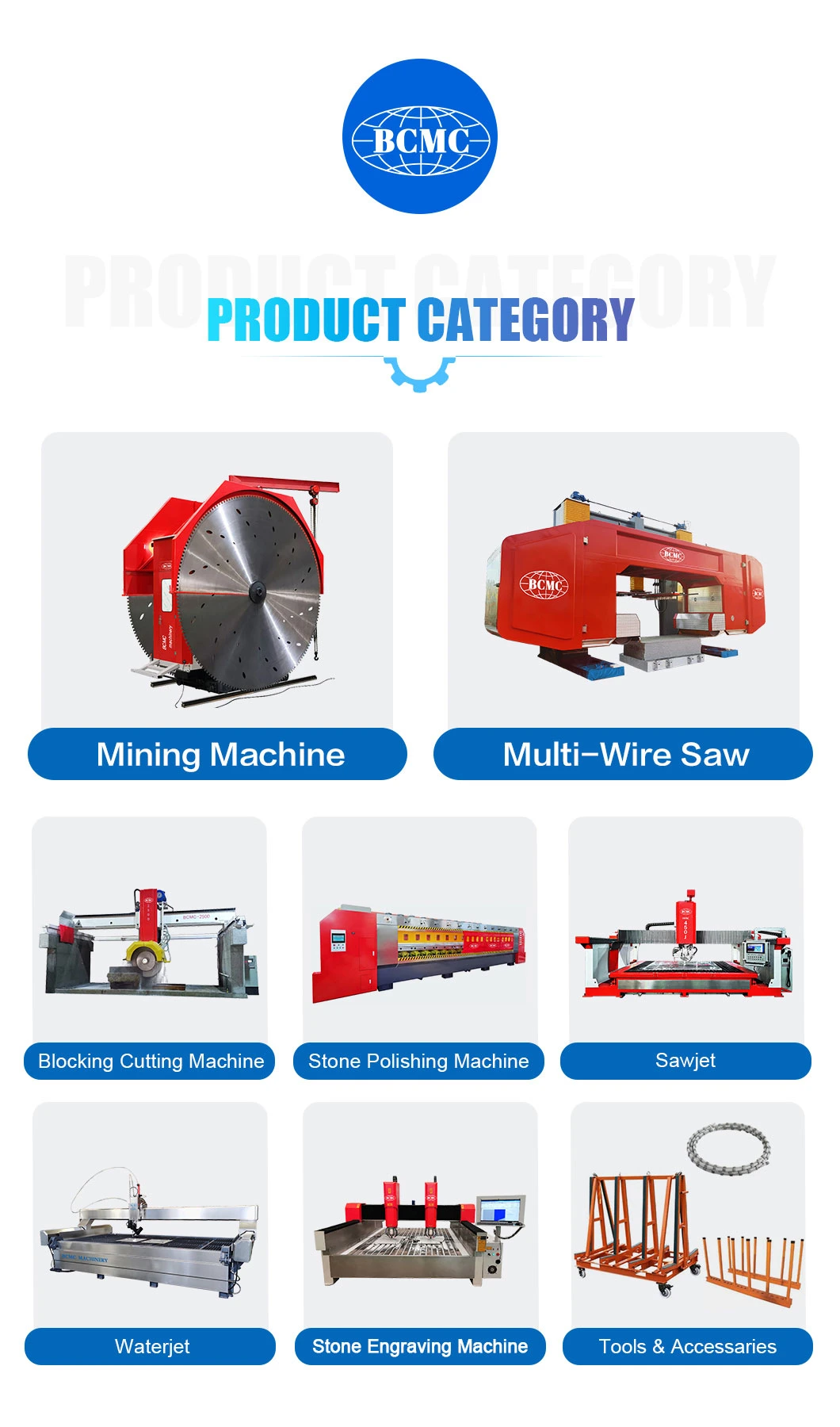 Bcmc High Efficiency Double Blade Stone Cutting Machine Powerfull Driving Motor Natural Hard Block Granite Quarry Cutting Machine for Sale Us Ca Za Zw